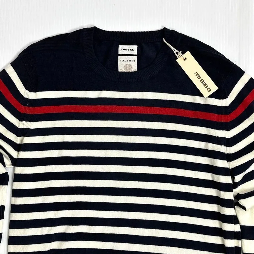Diesel K-Calib Striped Crewneck Sweater Navy Red White Nautical Preppy Unisex XL